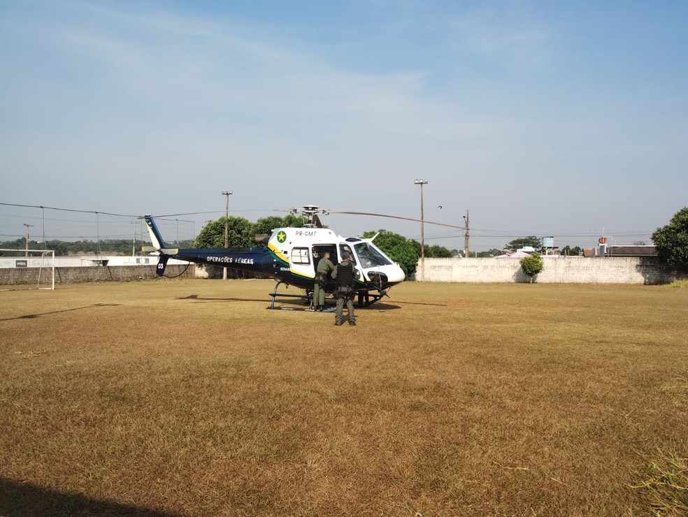 Equipes auxiliam nas buscas pelos fugitivos em Tangará da Serra (MT) — Foto: Centro Integrado de Operações Aéreas (CIOPAer)