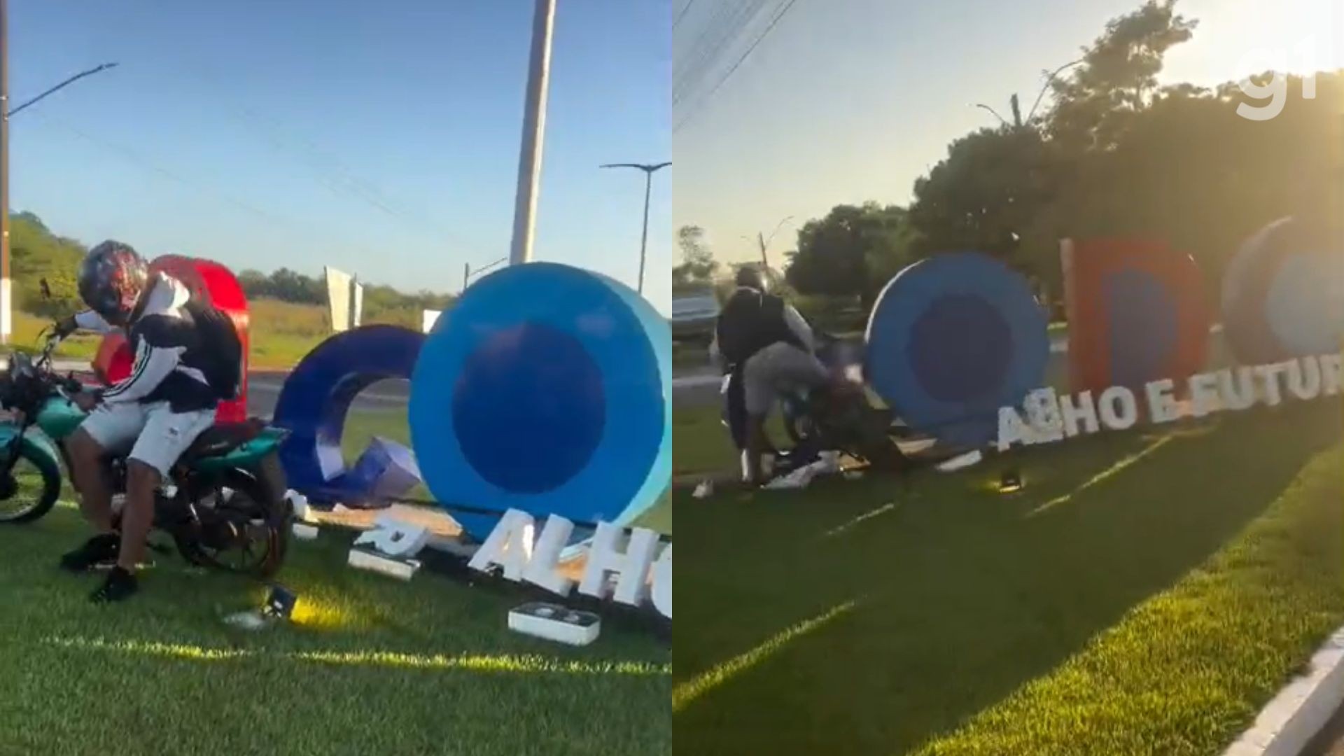 Motociclista colide em letreiro na entrada de Codó e testemunha lamenta: ‘Estragou onde eu ia tirar foto’
