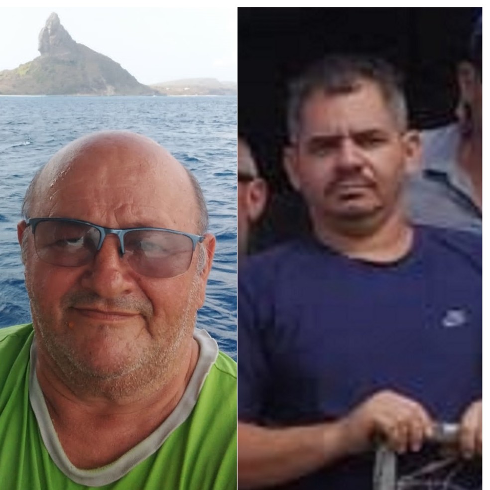 Antônio Rafael Bezerra (camisa verde) e Edriano Gomes de Miranda (camisa azul) estavam no navio que naufragou — Foto: Cedida