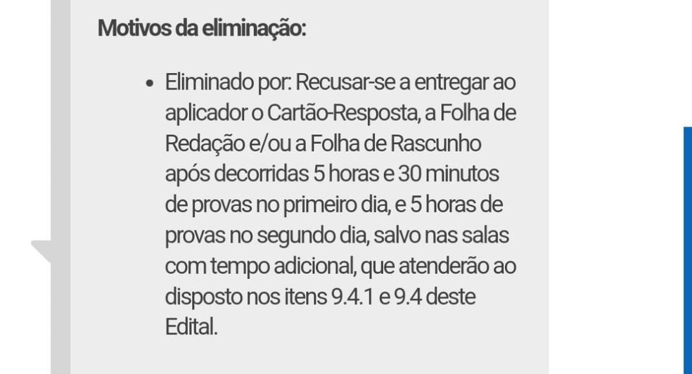 Mensagem que os estudantes receberam ao acessarem o sistema do Inep para ver a nota do Enem  Foto: Reproduo