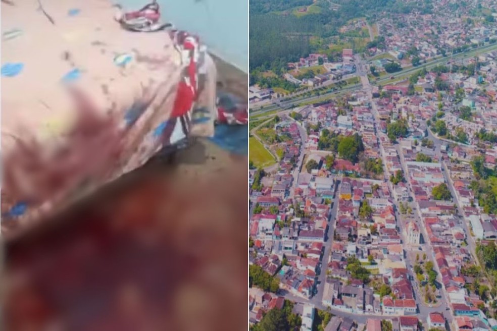 Mulher e namorado foram atacados com facão em casa em Jacupiranga. — Foto: Reprodução e Divulgação/PGM Jacupiranga