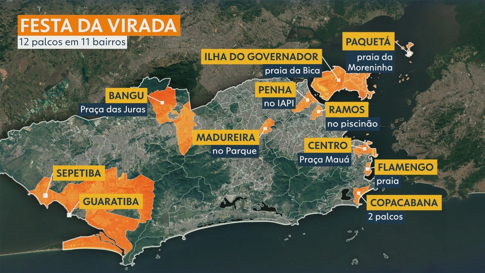 Palcos do rveillon do Rio — Foto: Reproduo/TV Globo