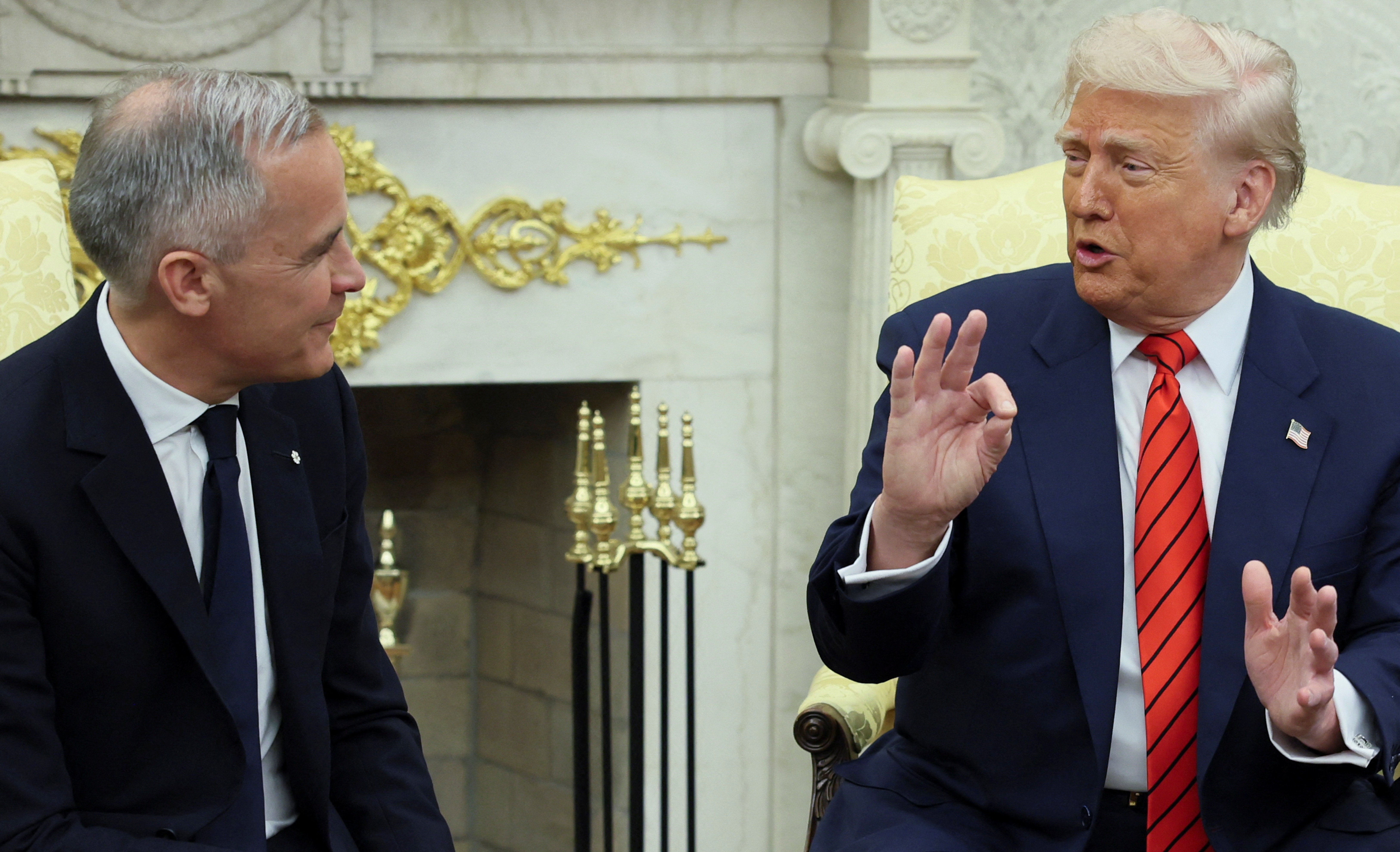VÍDEO: Canadá 'não está à venda', diz primeiro-ministro do país a Trump; 'nunca diga nunca', responde presidente dos EUA