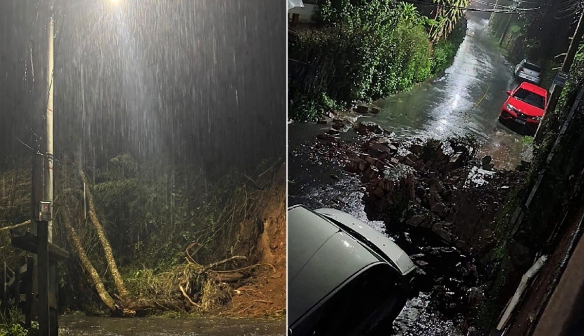 Chuva intensa provoca deslizamentos e alagamentos em Petrópolis