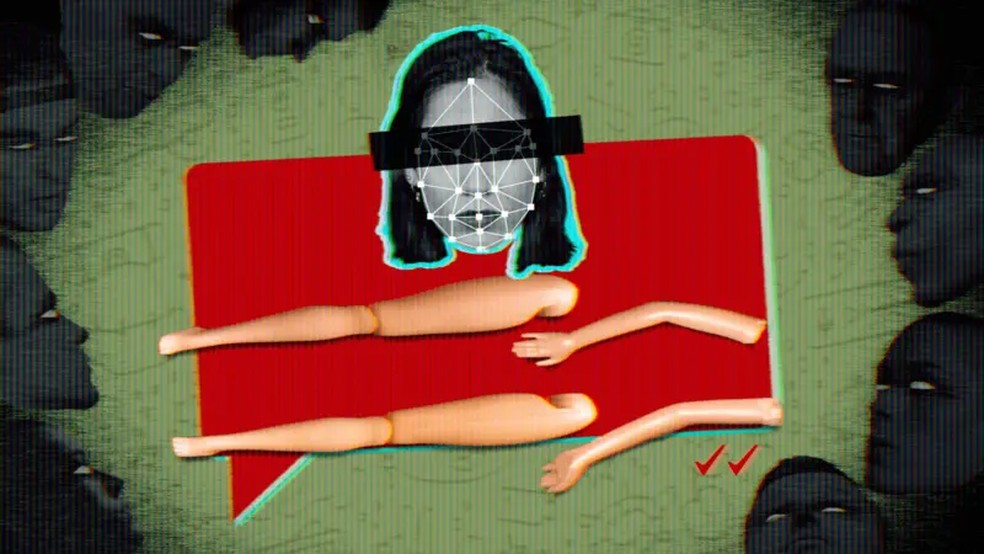 Usuário de grupos no Facebook e Telegram pedem pornô deepfake baseado em pessoas próximas — Foto: DANIEL ARCE-LOPEZ/BBC