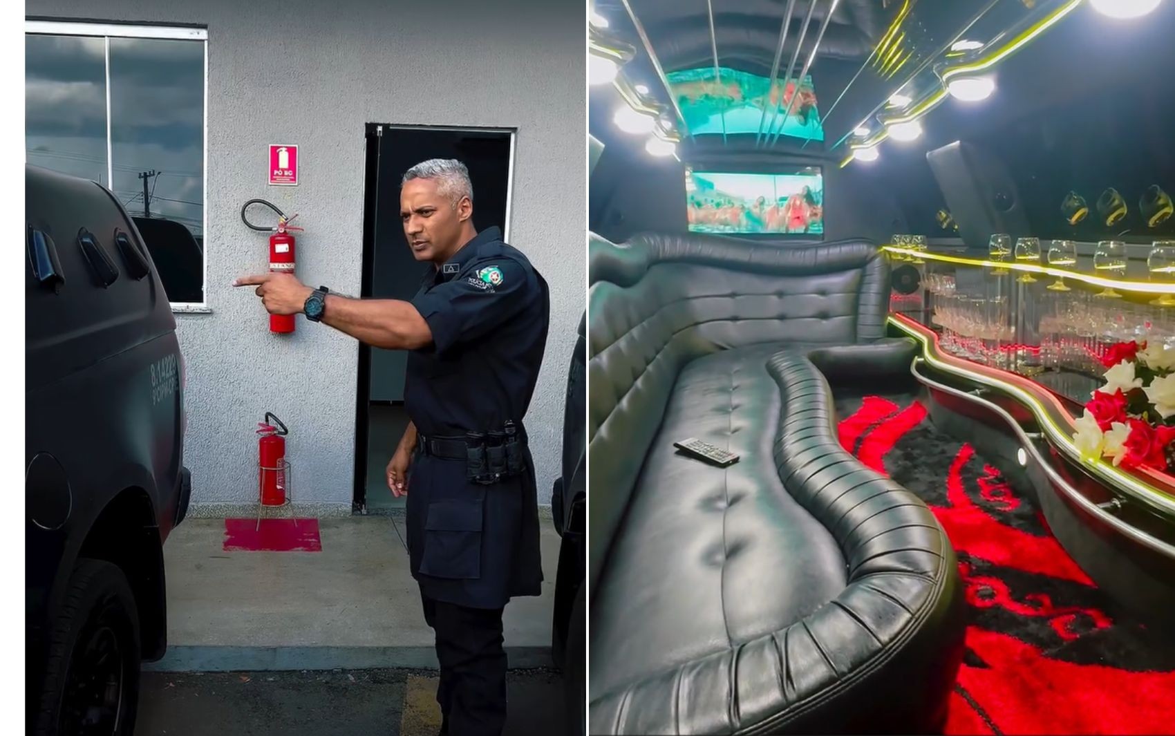 Policial faz meme mostrando interior ‘luxuoso’ de camburão da viatura, e seguidores brincam: ‘Prefiro não conhecer pessoalmente’