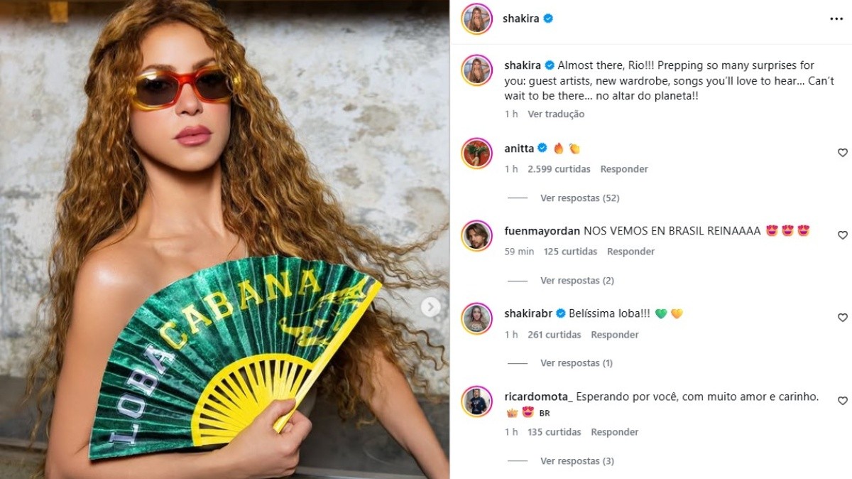 'LobaCabana': Shakira posa com leque da Saara a 1 semana do show