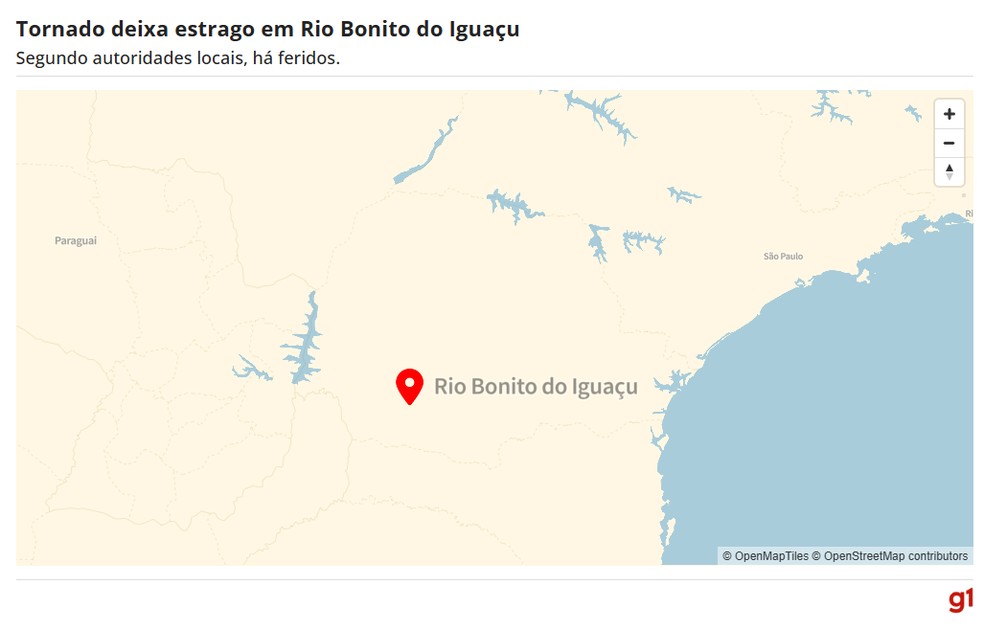 A cidade de Rio Bonito do Iguaçu, no oeste do Paraná — Foto: Arte/g1