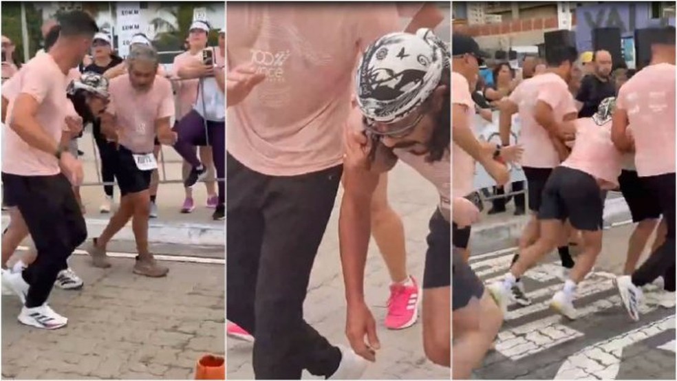 Bell Marques passa mal durante corrida em Fortaleza; cantor diz que está bem. — Foto: Reprodução