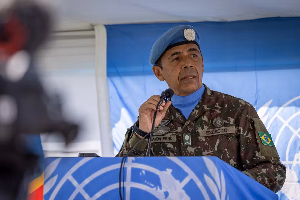 General Otávio Rodrigues De Miranda Filho durante sua missão no Congo pela ONU. — Foto: Kevin Jordan / Monusco