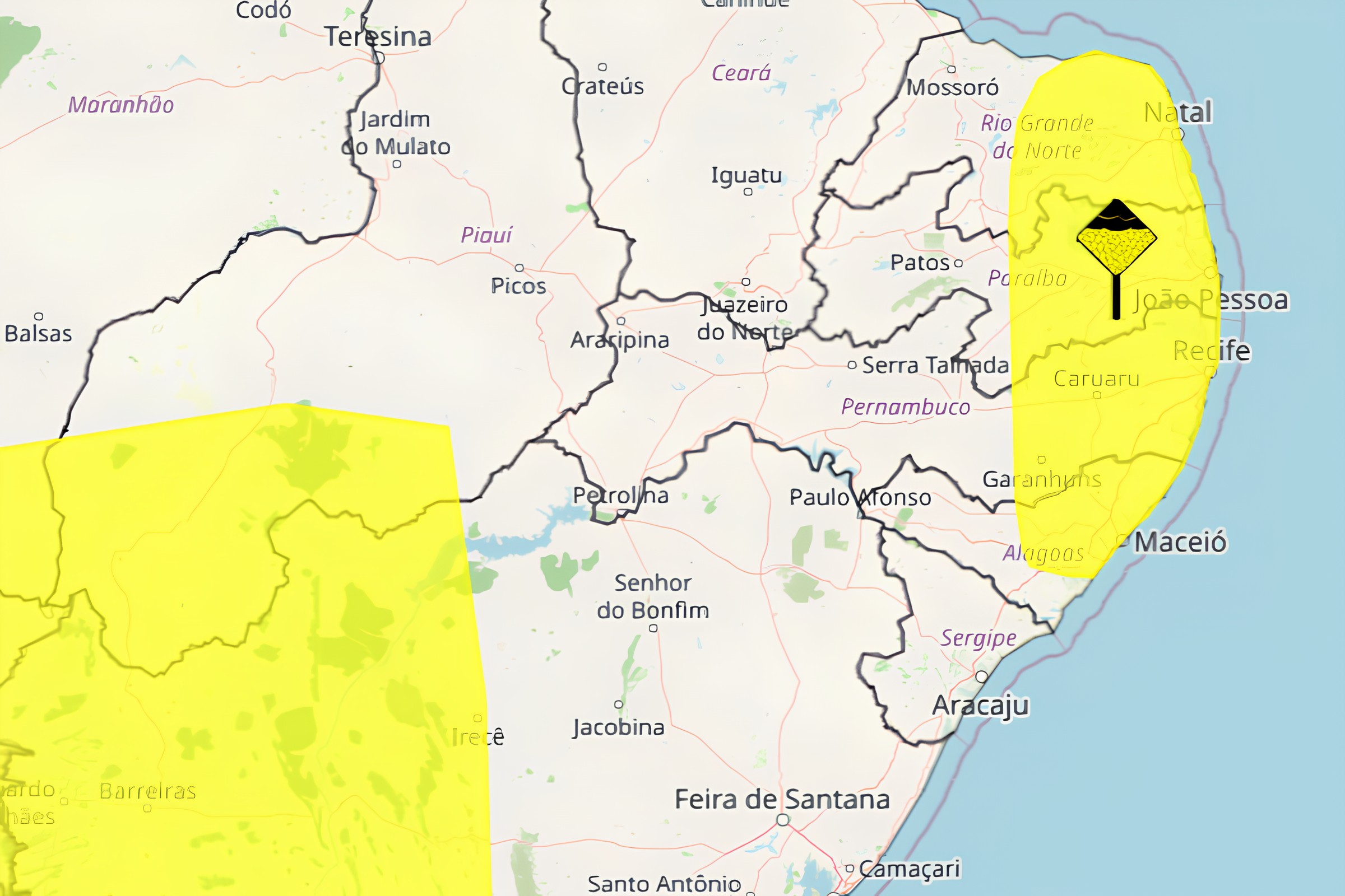 Inmet emite alerta de chuvas intensas para 57 cidades no interior de PE; veja municípios afetados