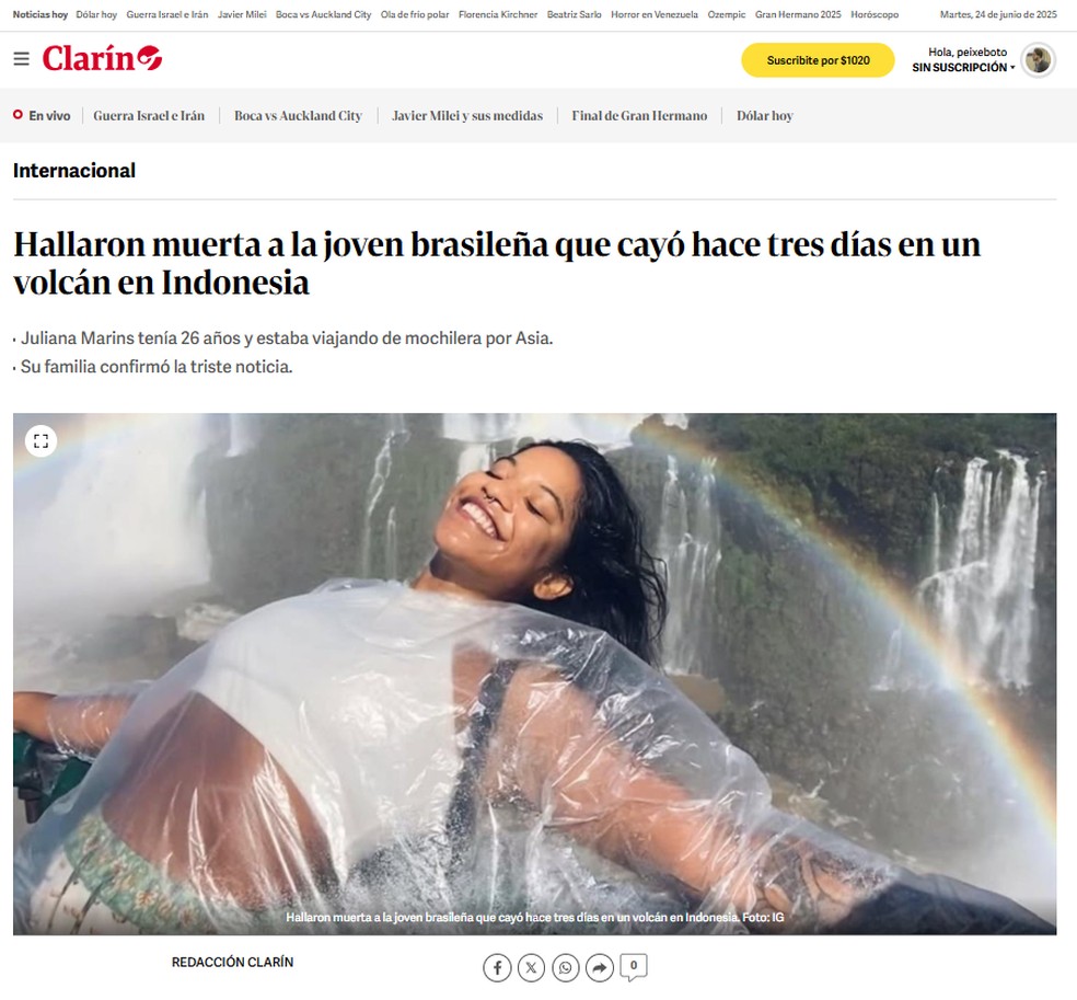 Clarín, Argentina — Foto: Reprodução