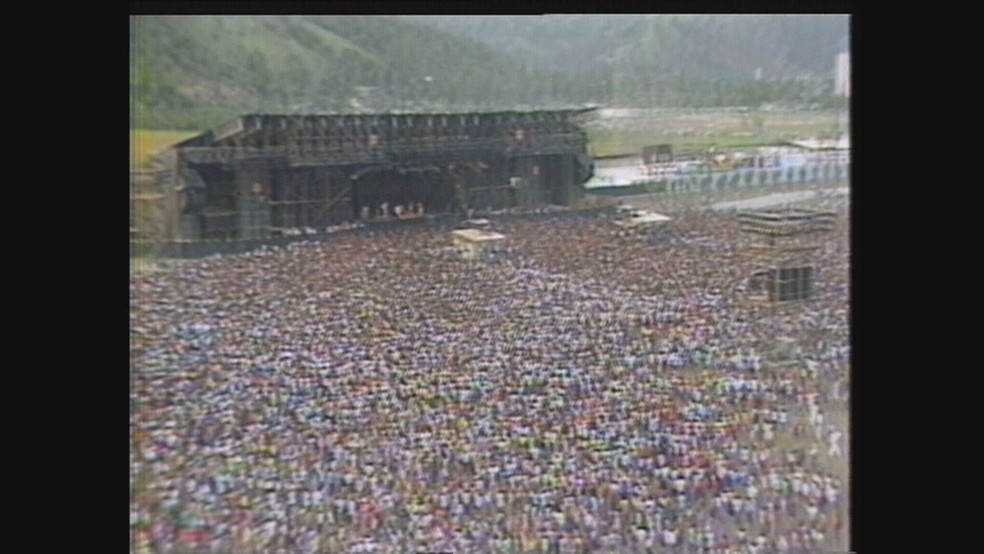 Imagem aérea do Rock in Rio 1985 — Foto: Reprodução/TV Globo