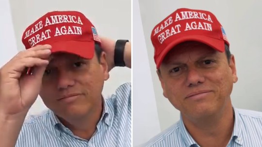 É #FAKE que Tarcísio de Freitas tenha apagado vídeo com boné 'Make America Great Again', de Trump
