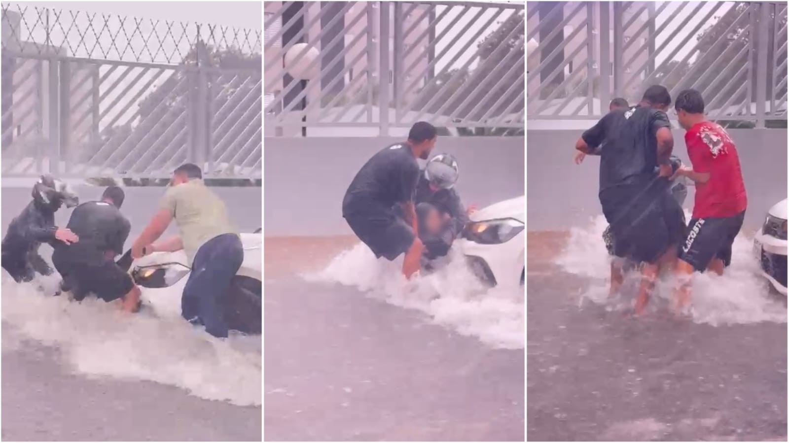 VÍDEO: homens se unem para salvar jovem de ser arrastada por enxurrada em Sorocaba