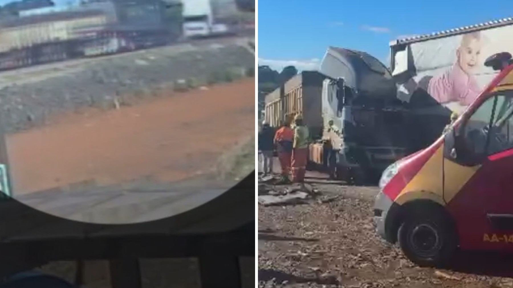 Tentativa de ultrapassagem causa acidente entre três caminhões e deixa motorista preso às ferragens por quase três horas, no Paraná