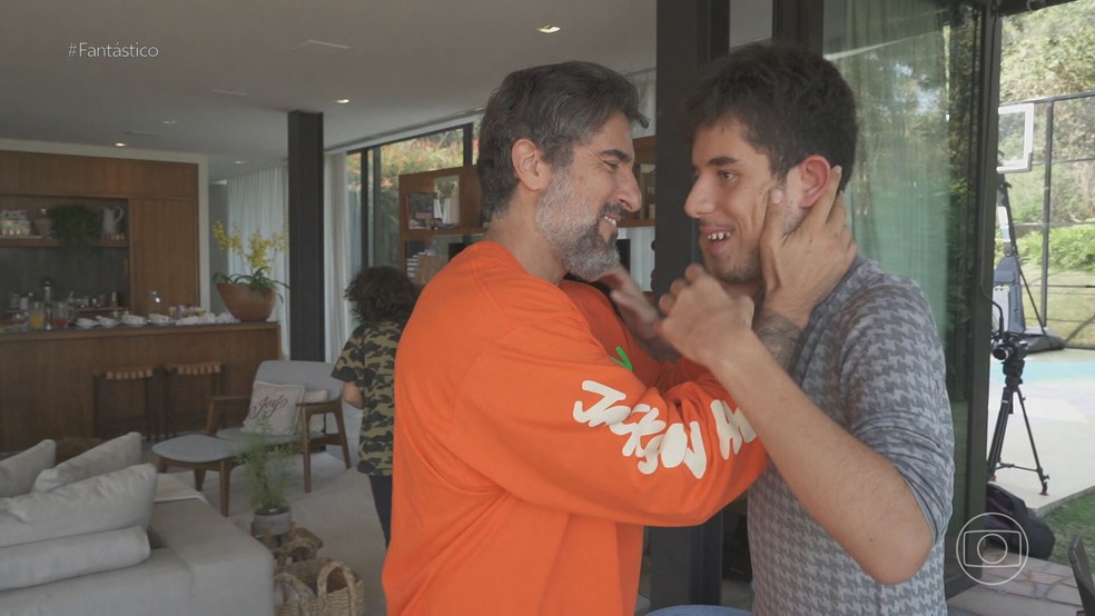 Mion e o filho Romeu — Foto: Reprodução/TV Globo