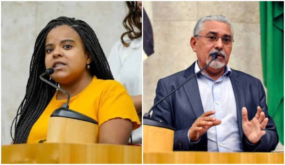 A vereadora Luana Alves (PSOL) e o líder do PT na Câmara, vereador Senival Moura. — Foto: Montagem/g1/Rede Câmara