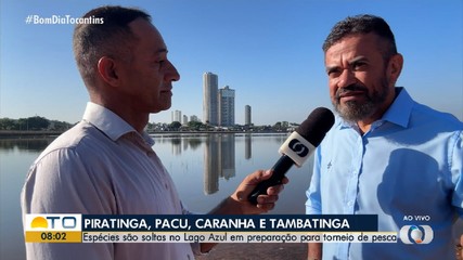 Peixes são soltos em lago de Araguaína para torneio de pesca