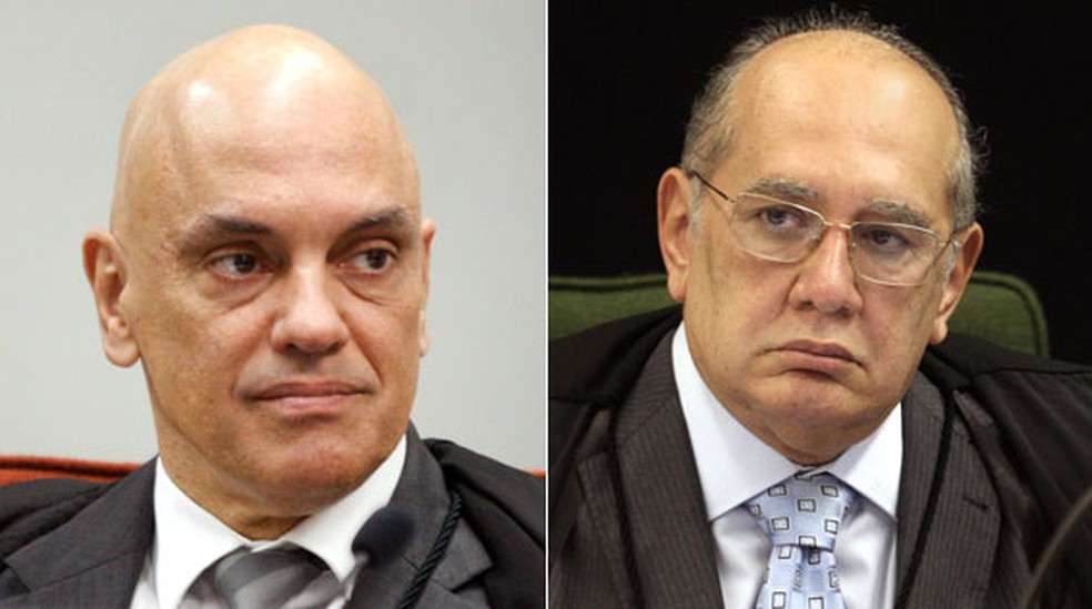Segundo apurações da PF, os ministros Alexandre de Moraes e Gilmar Mendes foram espionados pela Abin sob o comando de Alexandre Ramagem — Foto: Nelson Jr./SCO/STF