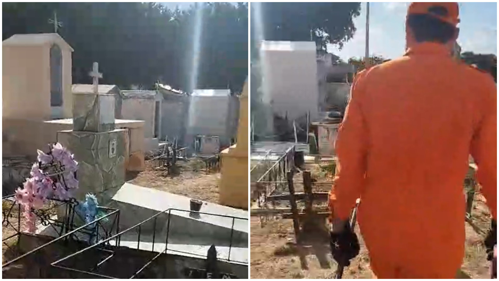 Vídeo: Homem entra em jazigo de cemitério, se tranca e depois pede ajuda aos bombeiros