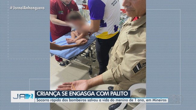 Criana se engasga com palito de madeira, em Mineiros