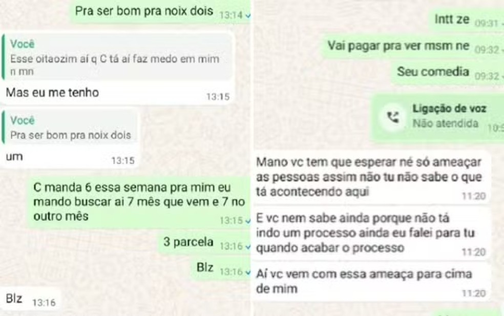 Prints mostram conversa de genro de fazendeiro assassinado e executor do crime, segundo a PC — Foto: Divulgação/Polícia Civil