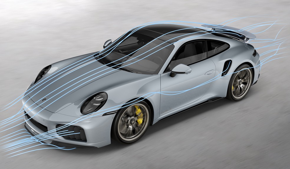 Aerodinâmica do Porsche 911 Turbo S. — Foto: Divulgação / Porsche
