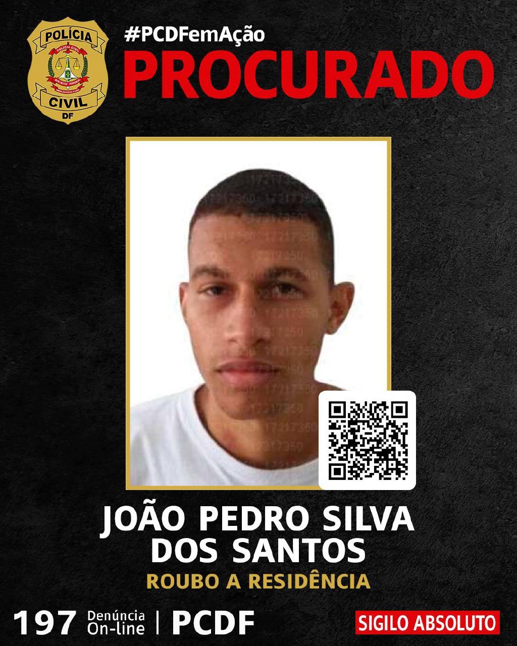 João Pedro da Silva dos Santos — Foto: Divulgação/PCDF