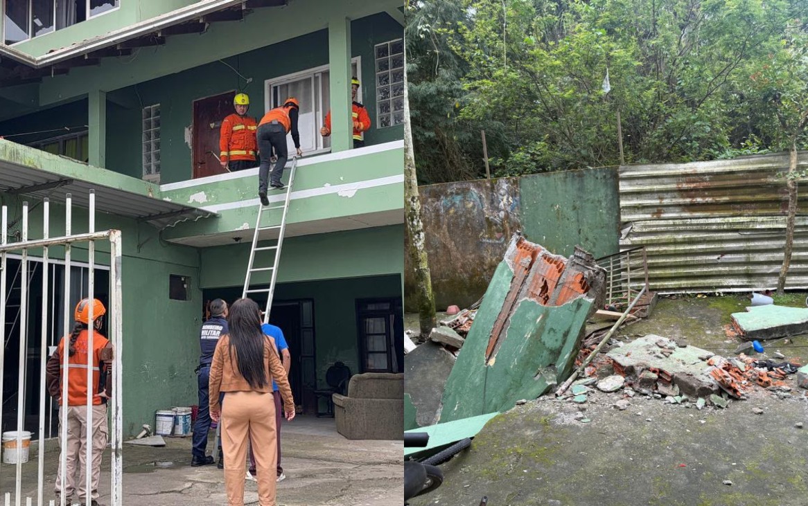 Escada desaba, atinge duas crianças e 30 moradores deixam imóvel em Balneário Camboriú