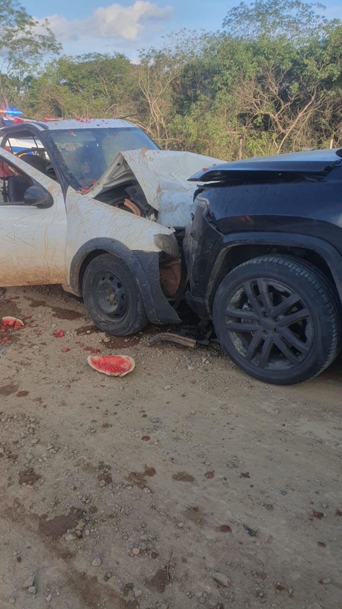 Homem e criança ficam feridos em batida frontal entre carro e caminhonete na MGC-135