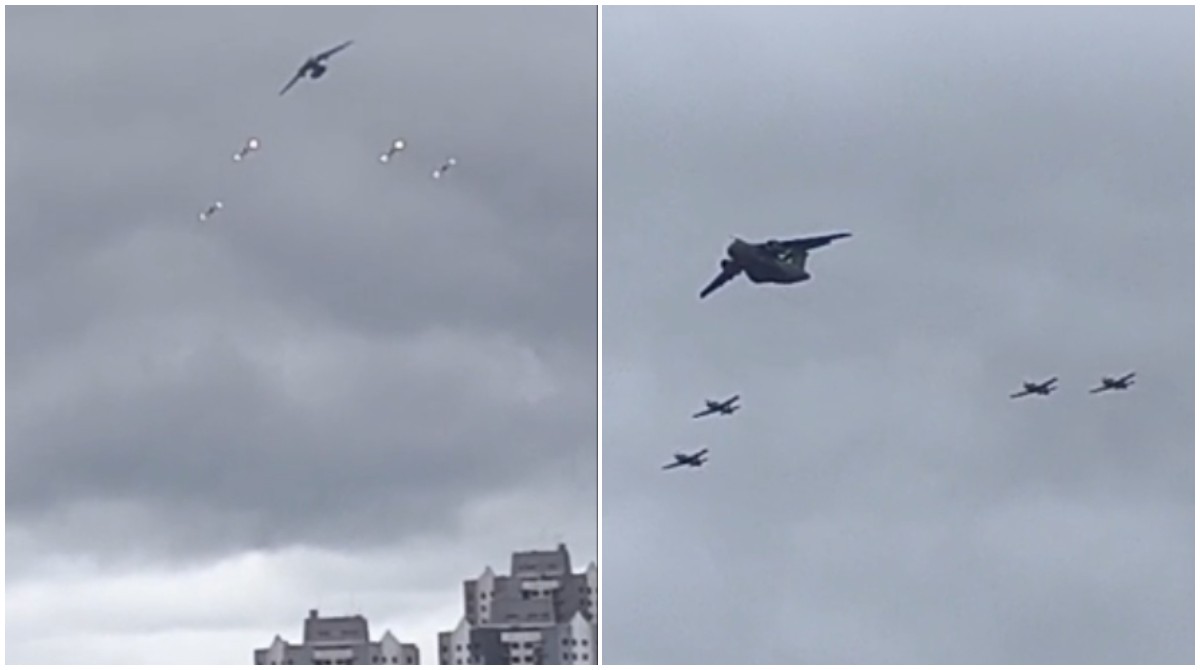 Aviões da esquadrilha da fumaça chamam a atenção no céu de SP antes da Fórmula 1 em Interlagos