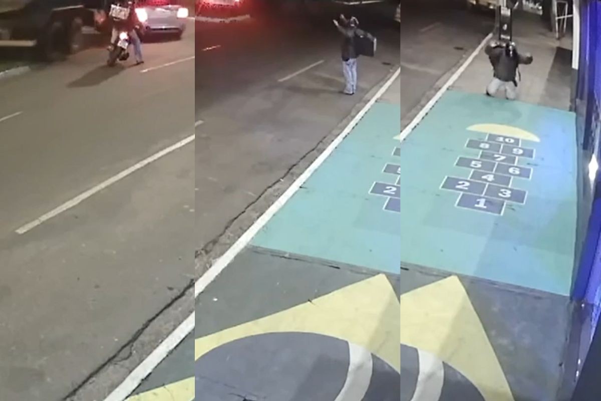 Motociclista ajoelha e agradece após escapar ileso de acidente com caminhão desgovernado em MS