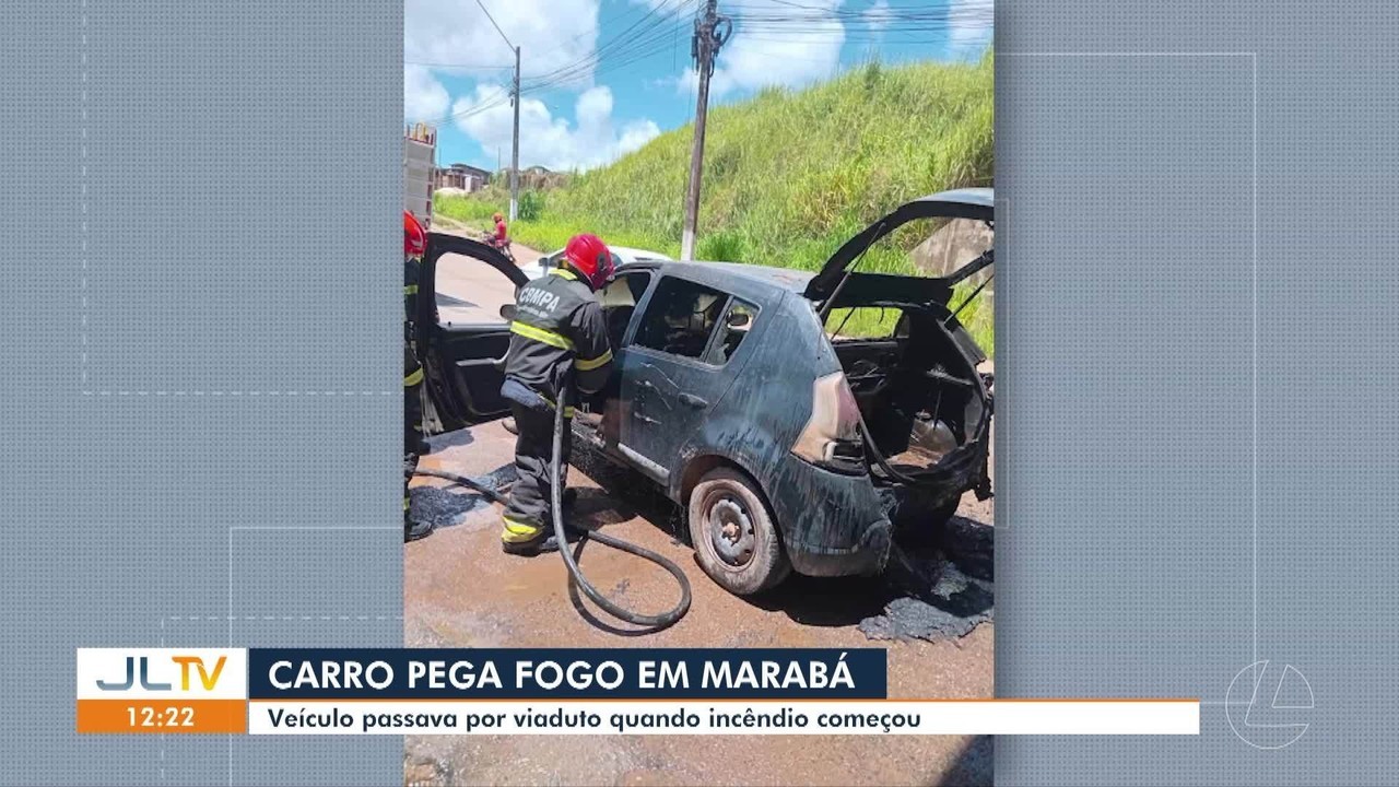 Carro pega fogo em viaduto de Marabá, no PA, e assusta motoristas; ninguém fica ferido