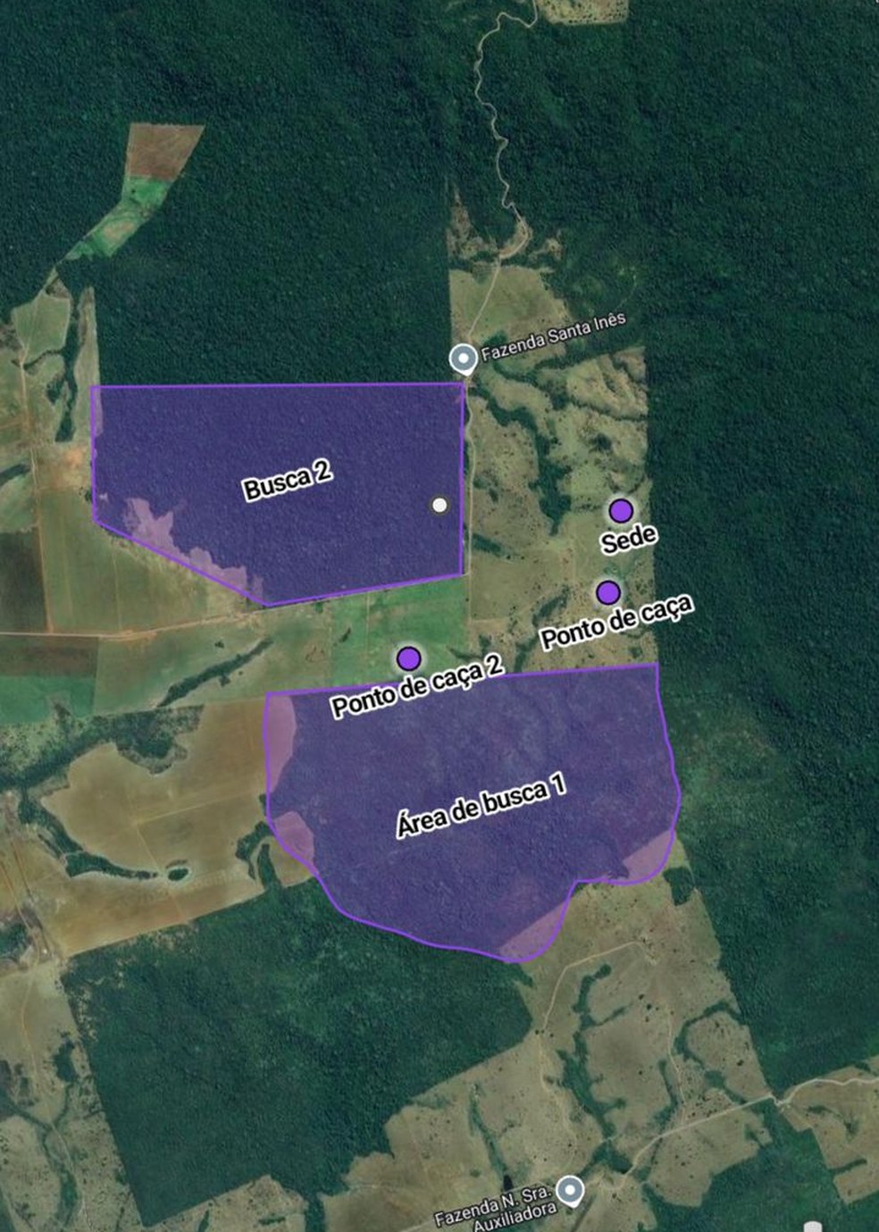 Área onde as buscas estão sendo realizadas pelos bombeiros. — Foto: Reprodução