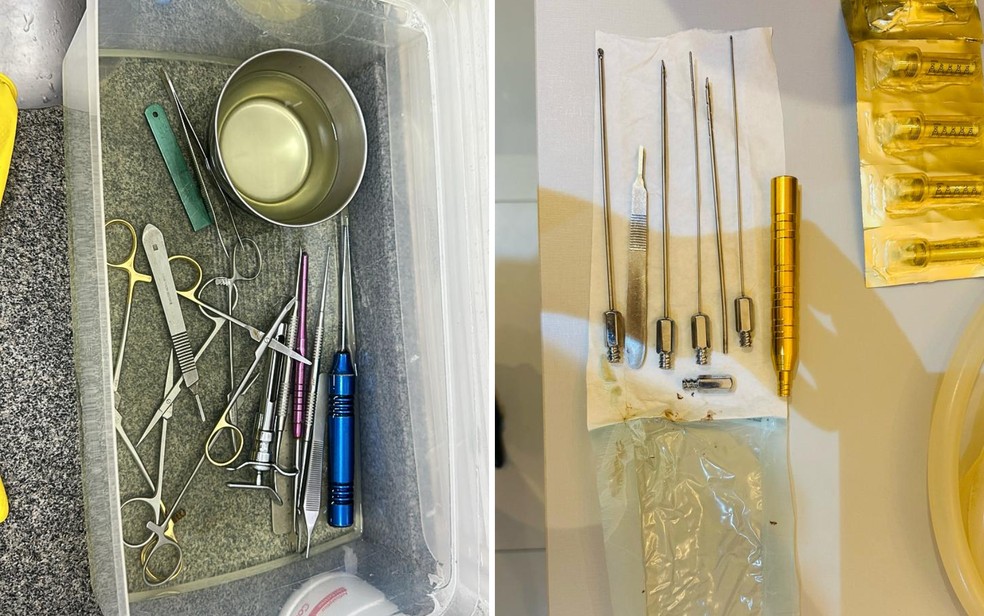 Materiais apreendidos em clínica da dentista Miriã Costa, em Goiânia — Foto: Divulgação/Polícia Civil