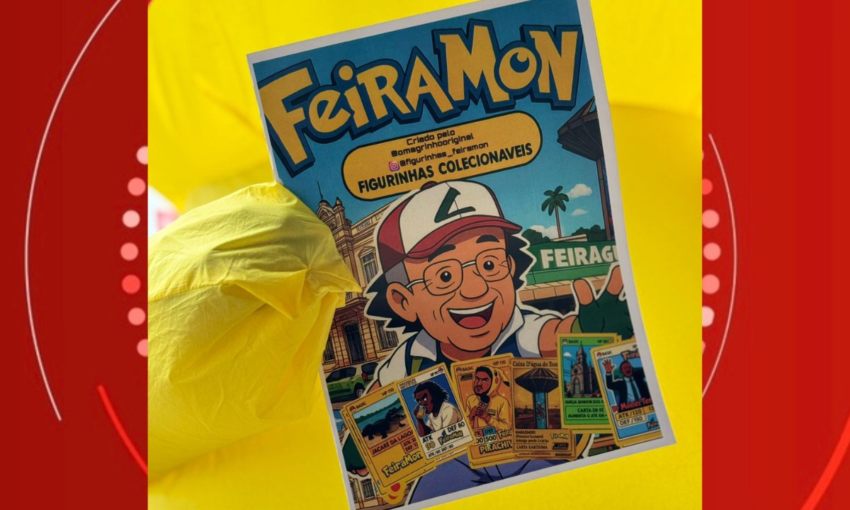Álbum de figurinhas inspirado em Pokémon traz personalidades e monumentos de Feira de Santana; confira