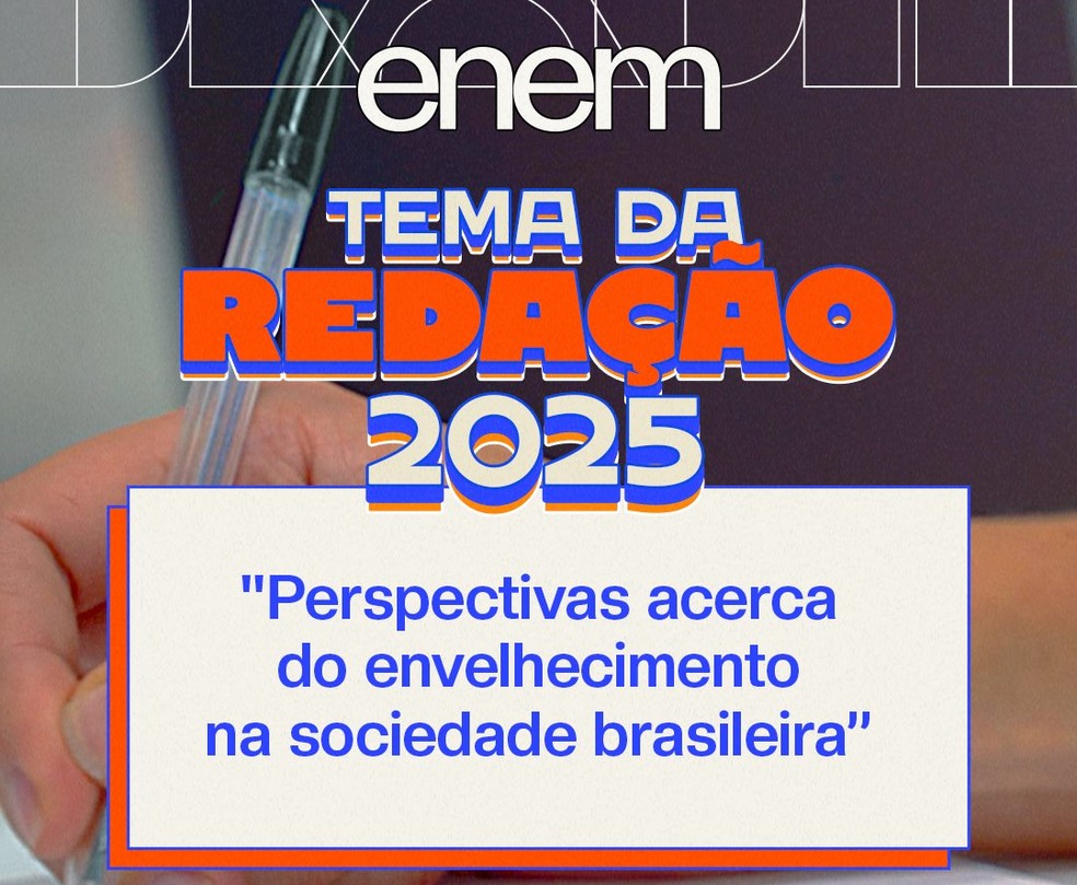 O tema da redação do Exame Nacional do Ensino Médio (Enem) 2025 é: "Perspectivas acerca do envelhecimento na sociedade brasileira". — Foto: Ministério da Educação