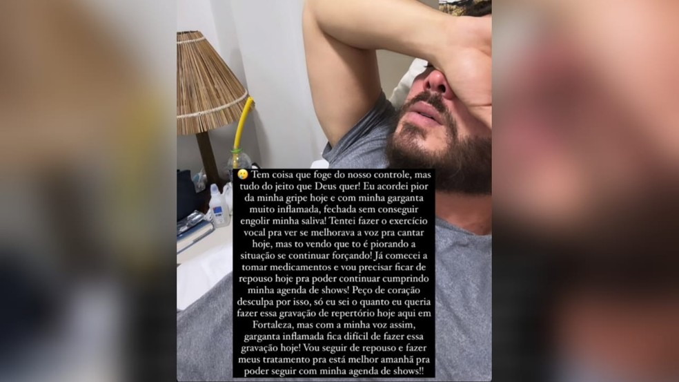 Wesley Safadão lamentou cancelamento de show em Fortaleza. — Foto: Redes sociais/Reprodução