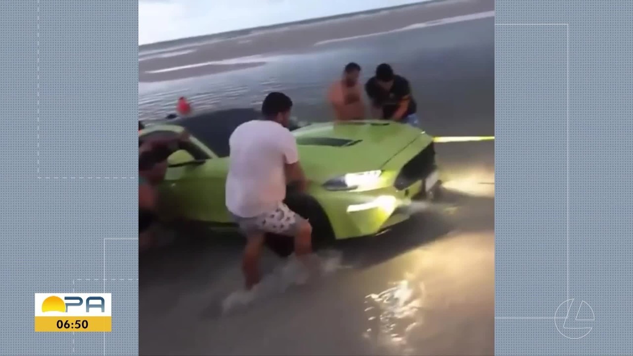VÍDEO: Carros ficam atolados com a maré alta em Salinas no Pará