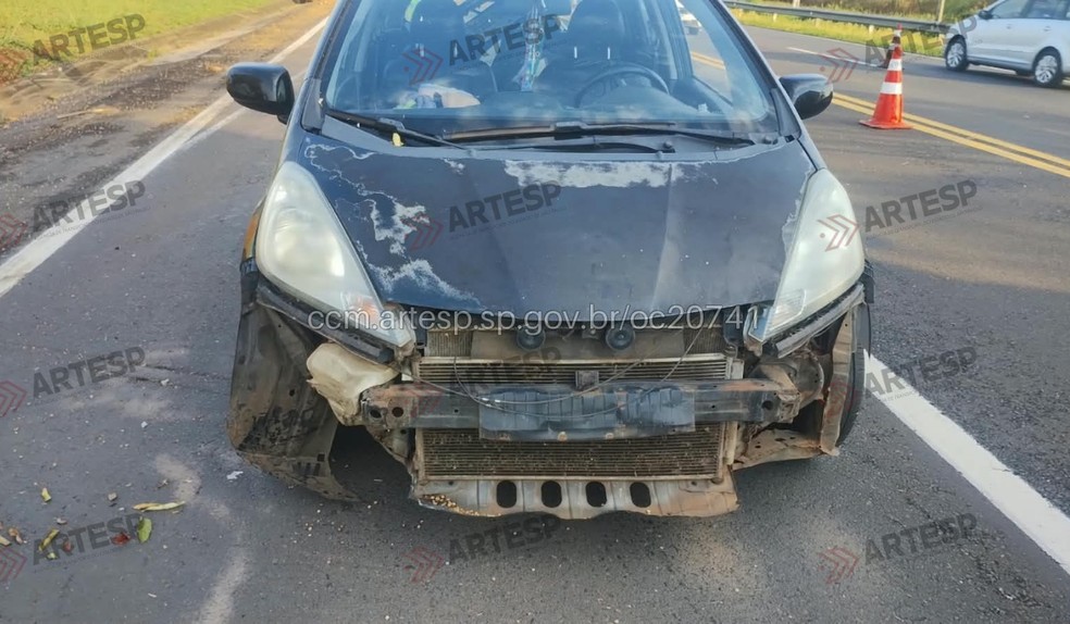 Tombamento de carreta interdita faixa da SP-294 em Parapuã (SP) — Foto: Artesp/Divulgação