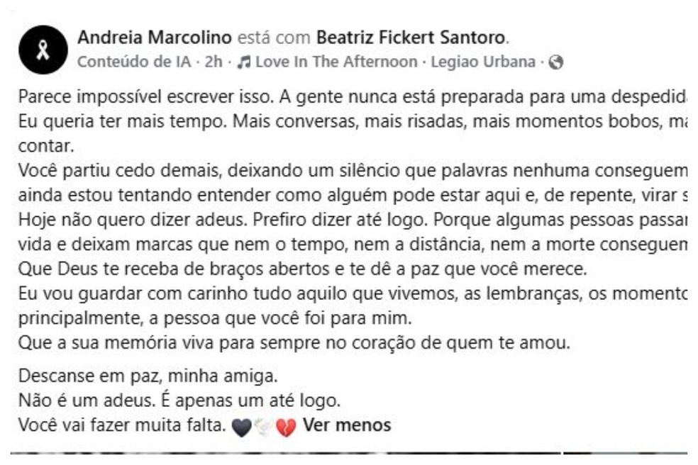 Amiga de Beatriz escreveu texto na rede social em homenagem a oficial da Marinha. — Foto: Reprodução/Facebook