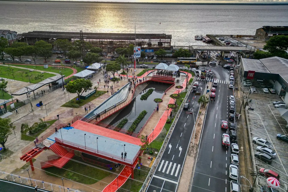 COP 30, em Belém: Construção do Parque Linear da Doca. — Foto: Raphael Luz / Ag. Pará