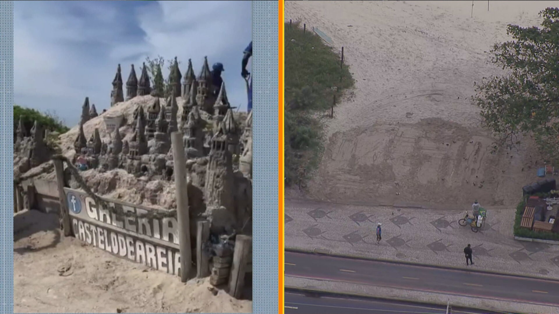 Prefeitura volta a demolir castelo de areia na Praia do Pepê; estrutura servia de abrigo e tinha risco de desabamento
