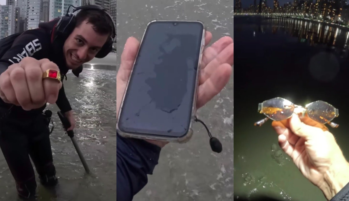 O que 'caçador de tesouros' achou em praia que recebeu 1 milhão de pessoas no réveillon em SC