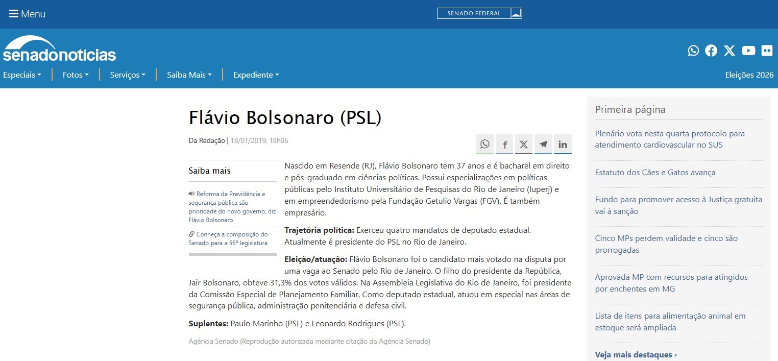 Flávio Bolsonaro publica diplomas de graduação, MBA e especialização após revelação sobre curso de pós que ele não fez