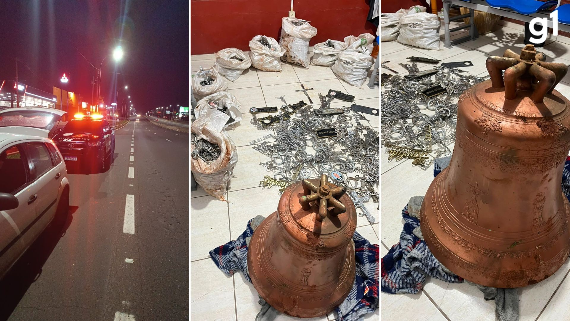 Grupo especializado em furtos a cemitérios e igrejas é preso no RS; polícia recupera sino, letreiros e crucifixos 