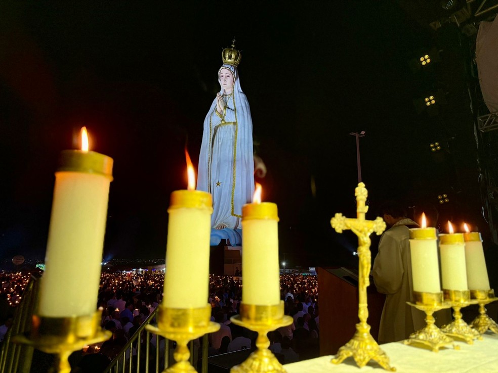 Inauguração oficial da nova imagem de Nossa Senhora de Fátima no Crato, no Ceará — Foto: Elizângela Santos