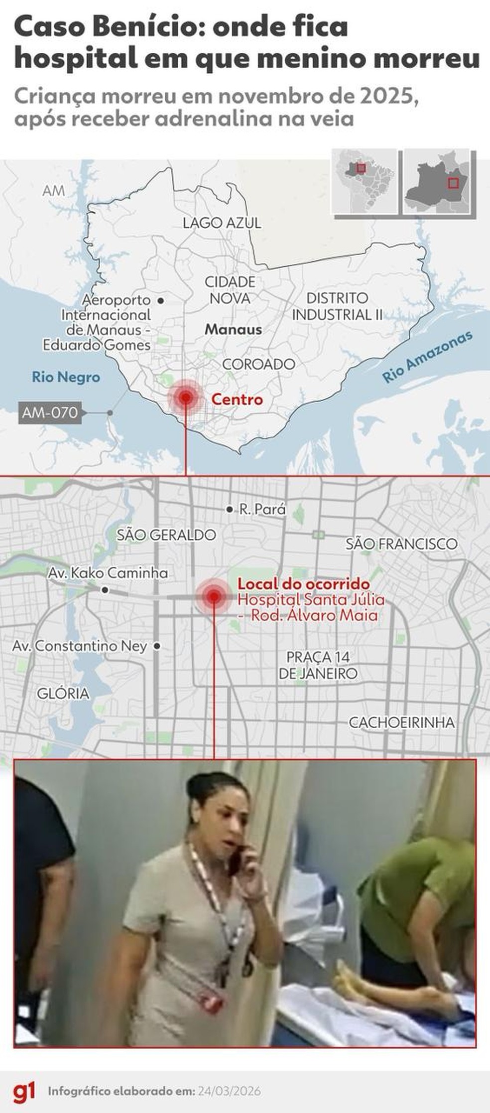 INFOGRÁFICO: local do hospital onde Benício morreu — Foto: Divulgação