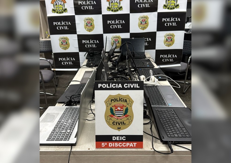 Criminosos induziam vítimas a realizar transferência bancária após as ligações dos golpistas se passando por funcionários de banco — Foto: Reprodução/SSP